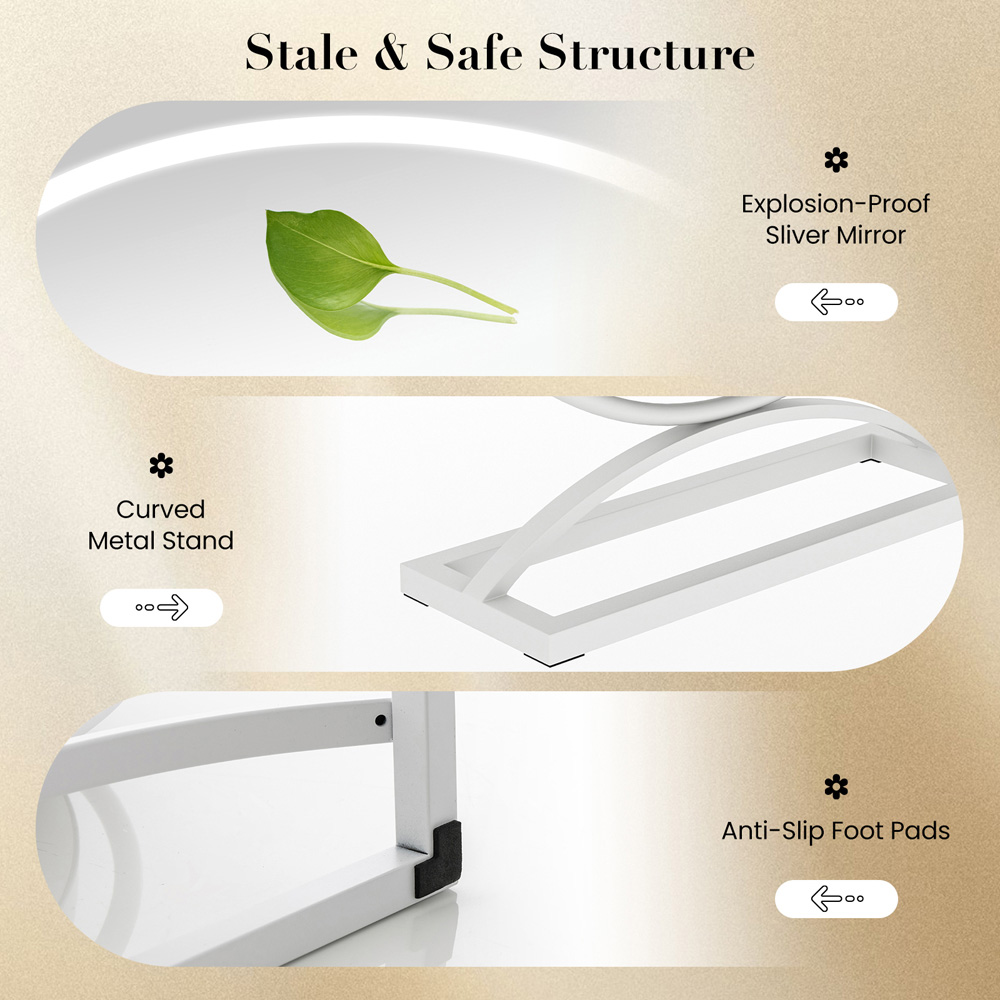 Costway White 3 Colour LED Touch Makeup Vanity Mirror 50 x 35cm Image 5