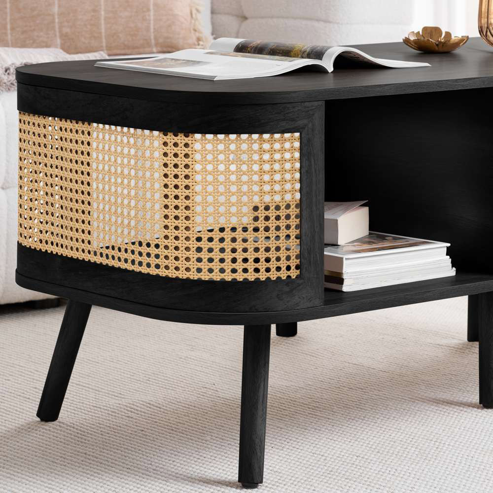Birlea Noah 2 Shelf Black Rattan Coffee Table Image 5