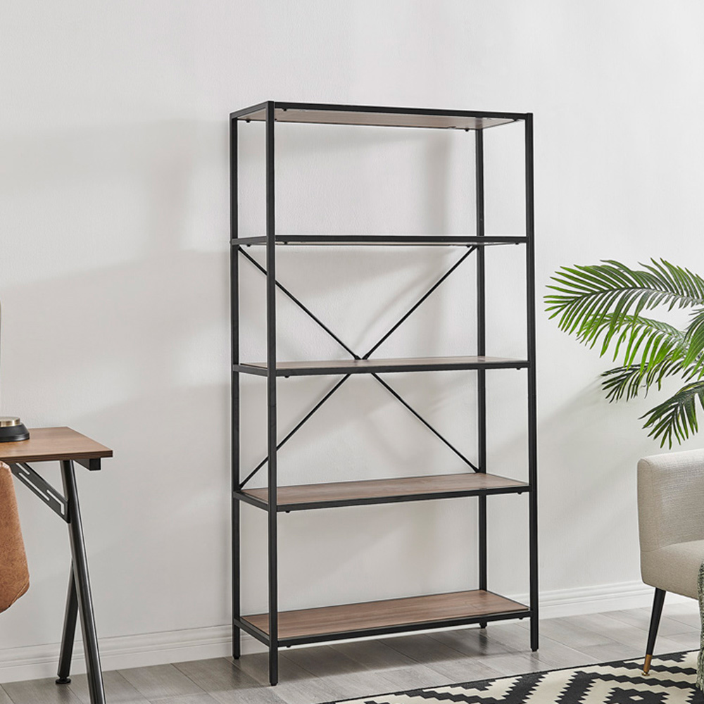 Furniture Box Kelton Black and Wood Box Shelf Unit Image 2