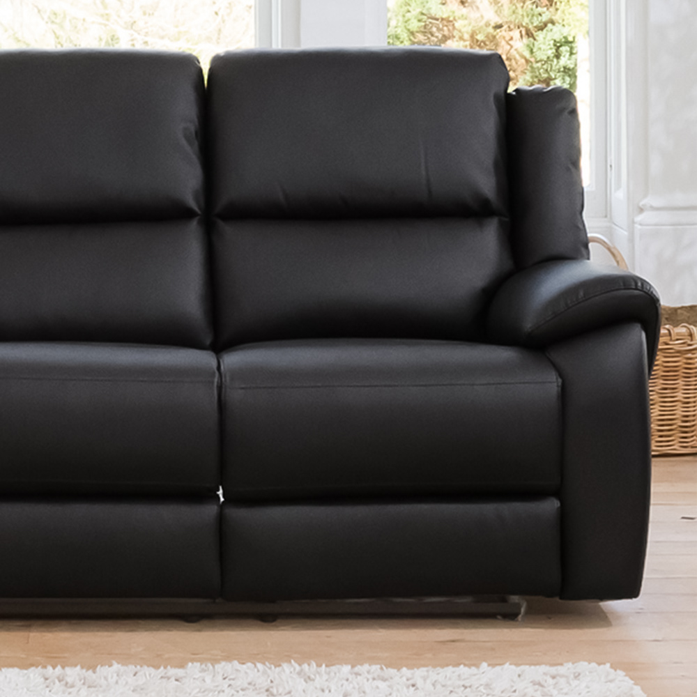 Brookhaven 3 Seater Black Bonded Leather Electric Recliner Sofa Image 2