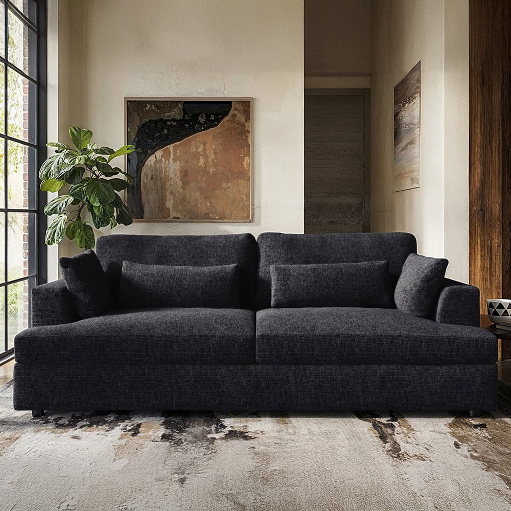 Solace+Co Drew 3 Seater Charcoal Chenille Sofa Image 4
