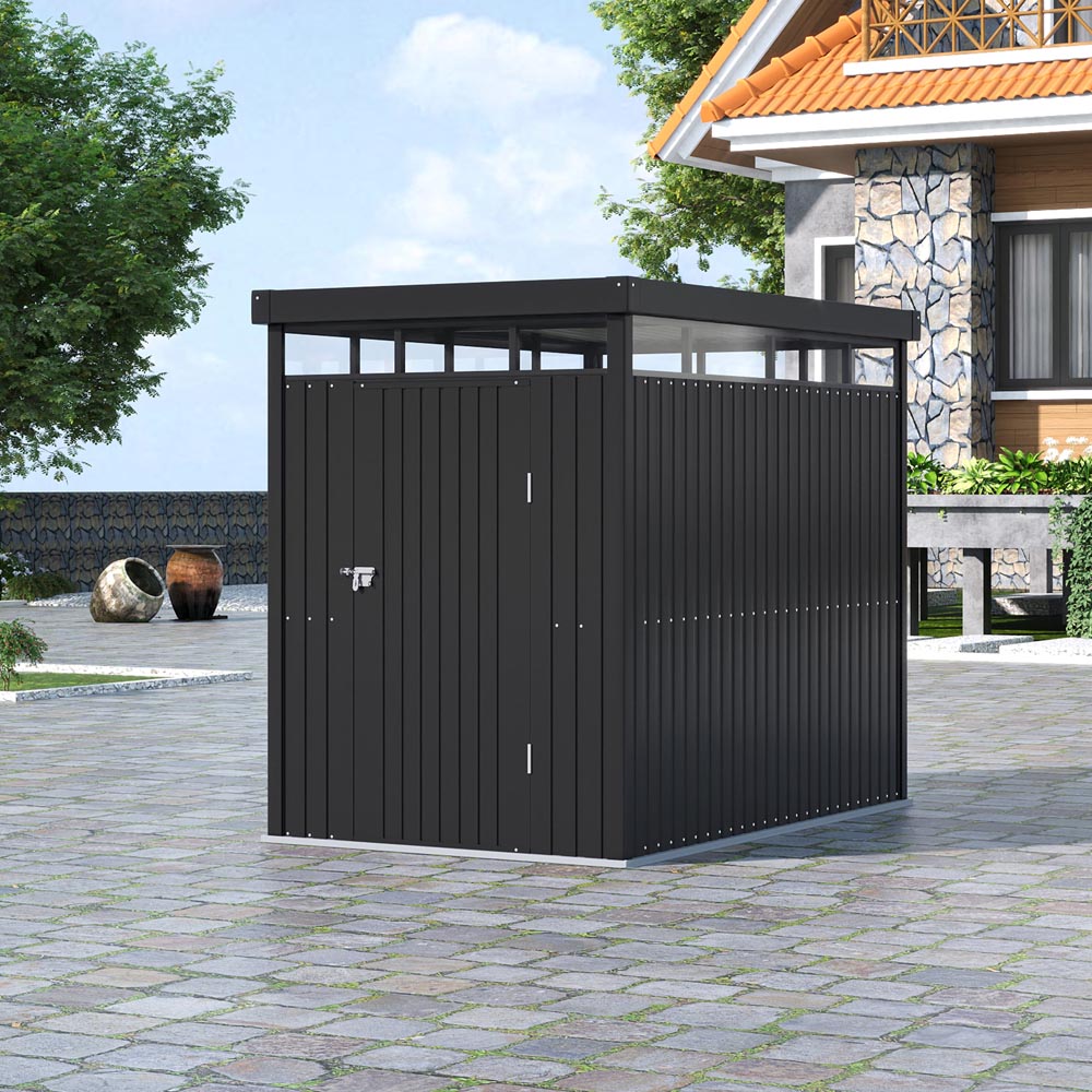 Living and Home 5 x 8ft Anthracite Metal Pent Garden Storage Shed Image 7