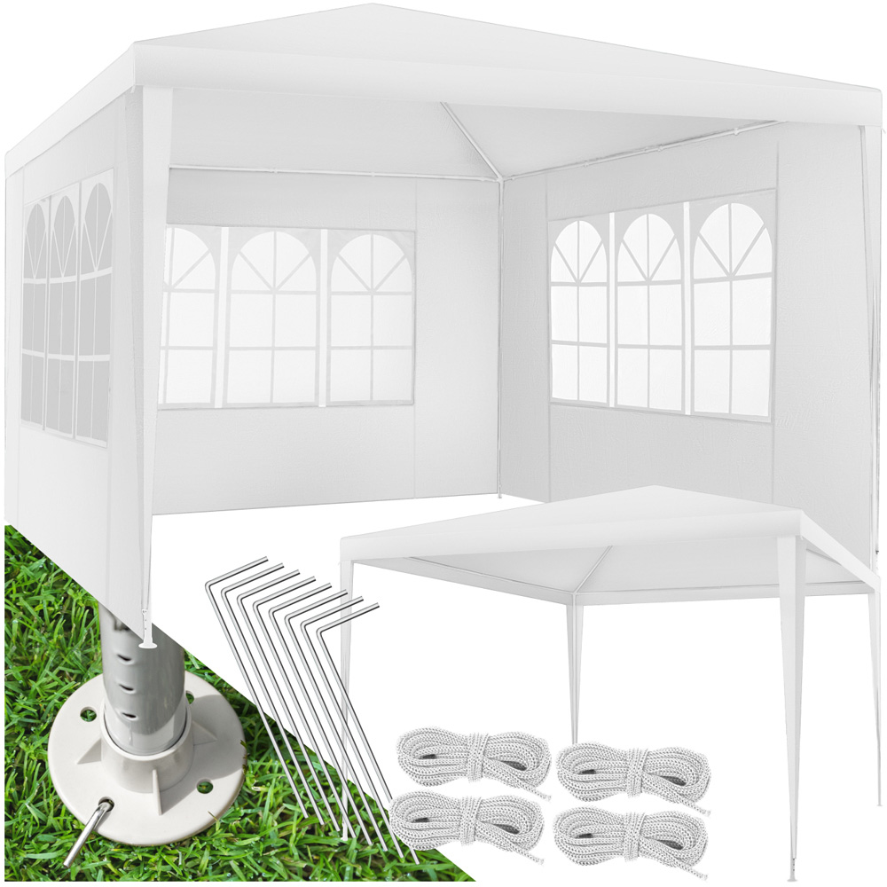 tectake Baraban White 3 Side Panel Gazebo Image 2