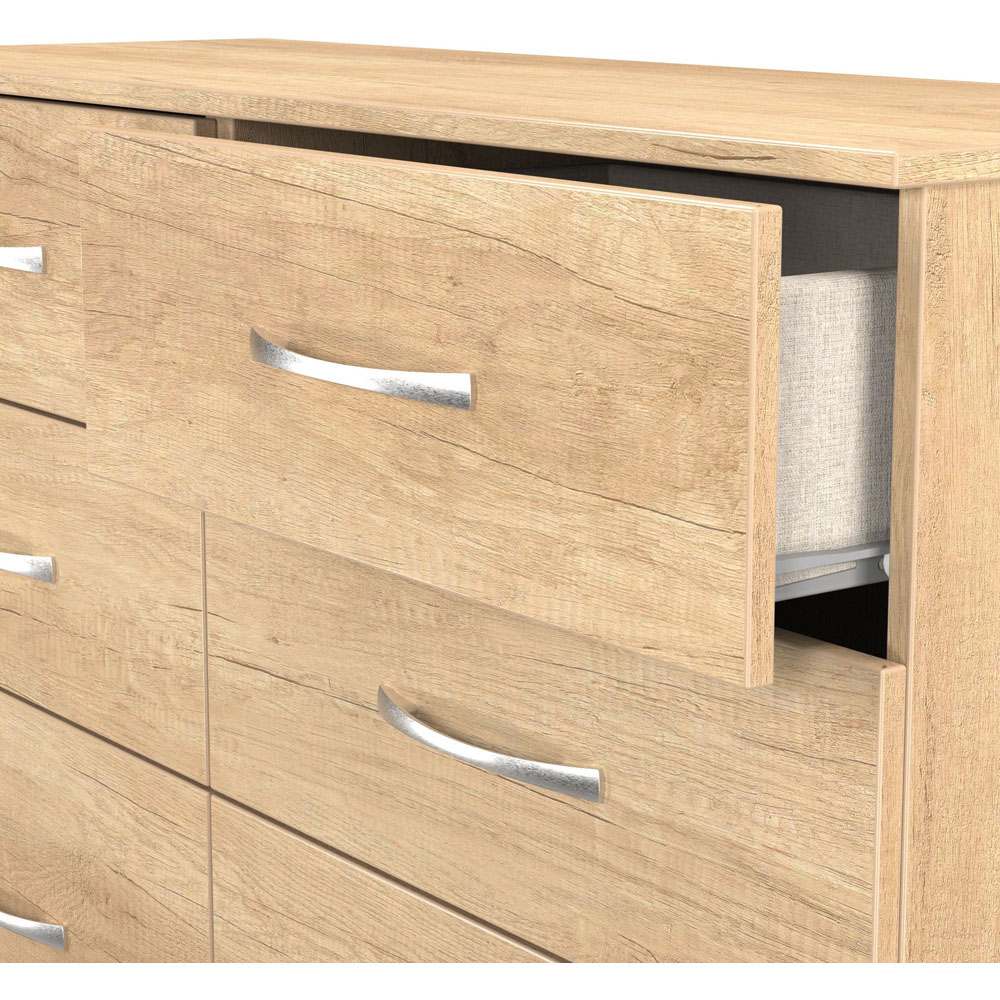 Crowndale Avon 6 Drawer Nebraska Oak Wide Chest of Drawers Ready Assembled Image 6