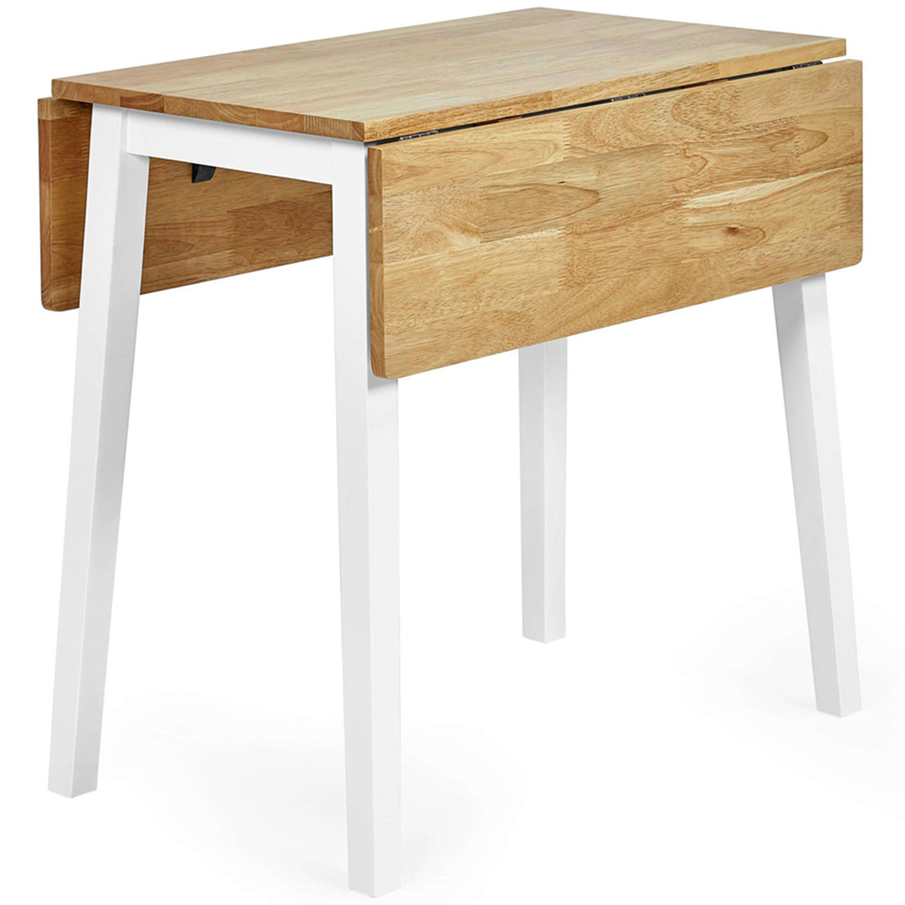 Julian Bowen Linwood 2 Seater 45-90cm White and Oak Drop Leaf Extendable Dining Table Image 4