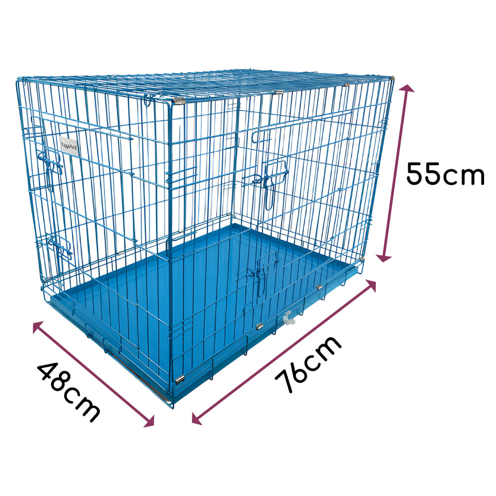 HugglePets Medium Blue Dog Cage with Metal Tray 76cm Image 5