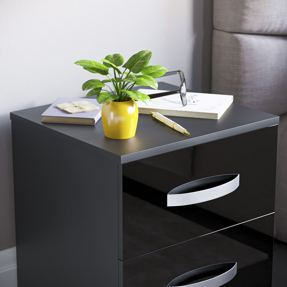 Vida Designs Hulio 2 Drawer Black Bedside Table Image 3