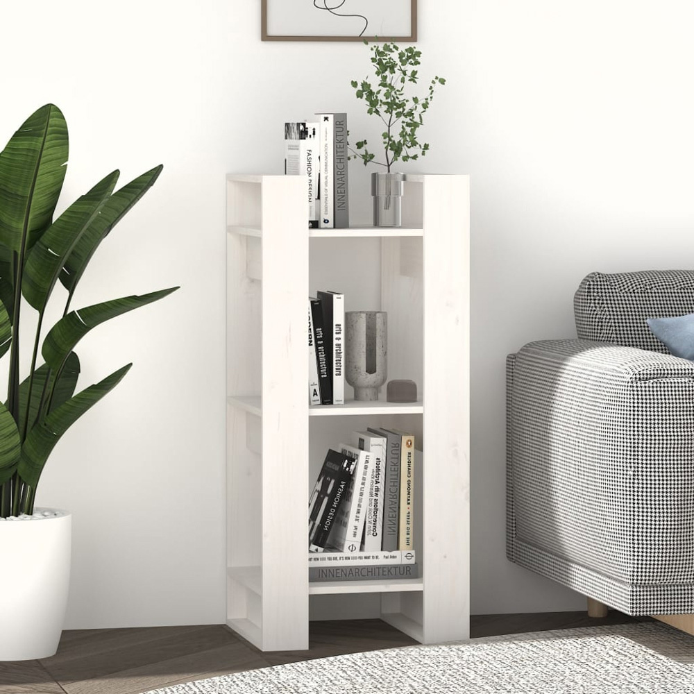 vidaXL 3 Shelf White Solid Pine Bookcase Image 7