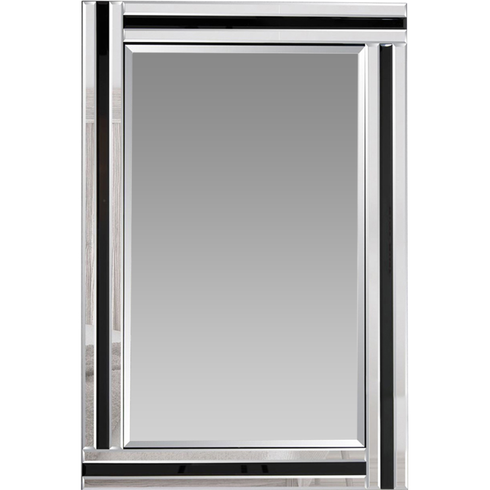 Dalton Bevelled Triple Edge Black and Silver Wall Mirror 68 x 58cm Image 1