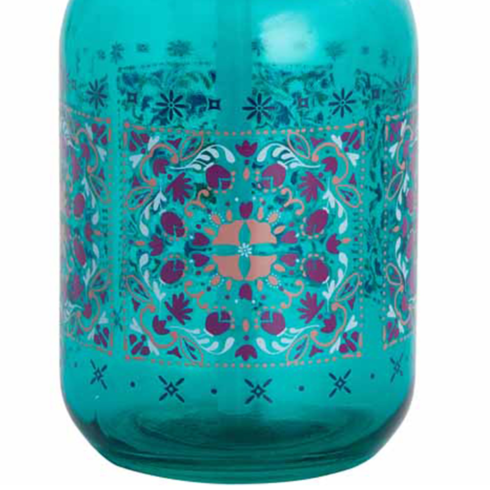 Wilko Glass Mason Jar Straw Tumbler in Turquoise Image 2