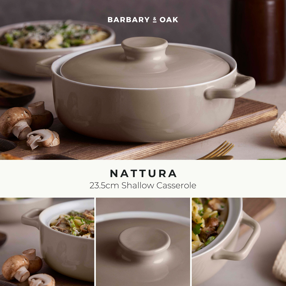 Barbary & Oak Nattura 23.5cm Cashmere Cast Iron Shallow Casserole with Lid Image 2