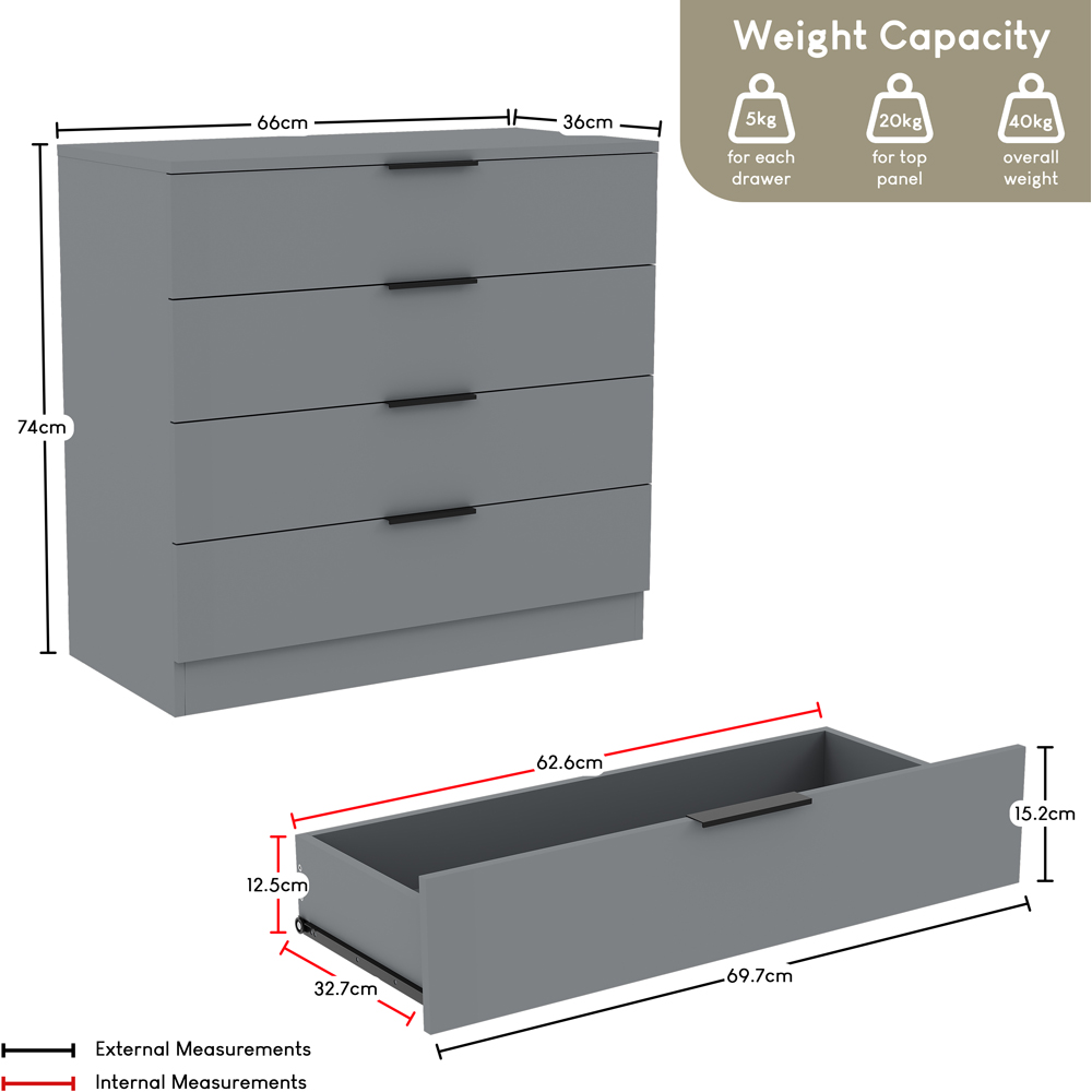 VIDA DESIGNS Trega Grey 3 Piece Bedroom Furniture Set Image 6