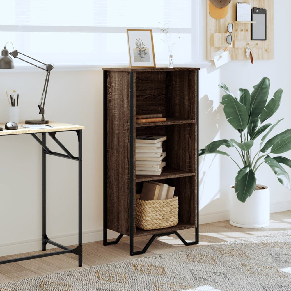 vidaXL 3 Shelf Brown Oak Bookcase Image 8