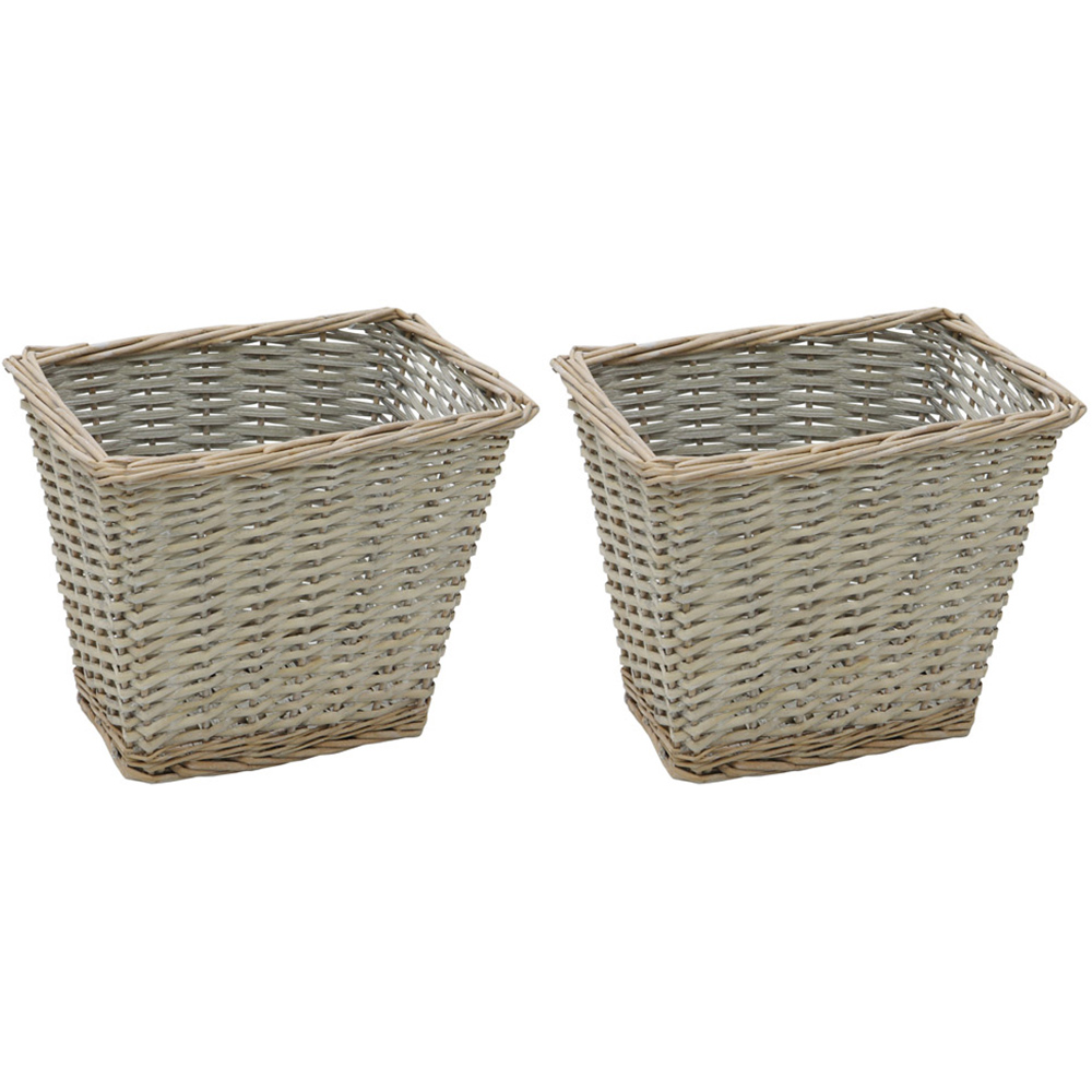 JVL 4 Piece Arianna Grey Rectangular Willow Laundry and Waste Paper Basket Set Image 4