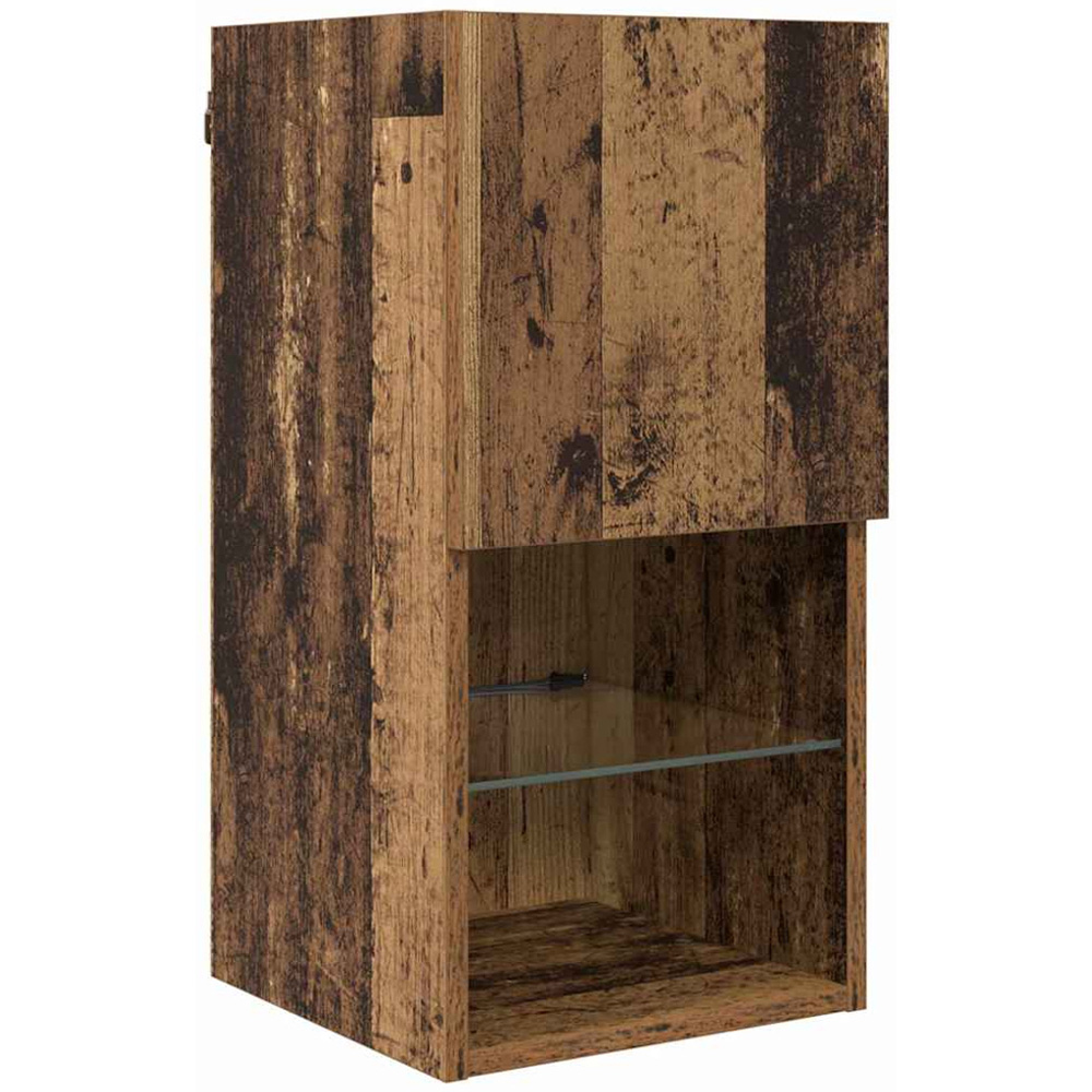 vidaXL 2 Door 10 Shelf Old Wood Wall Mounted TV Unit with LED Lights Image 6