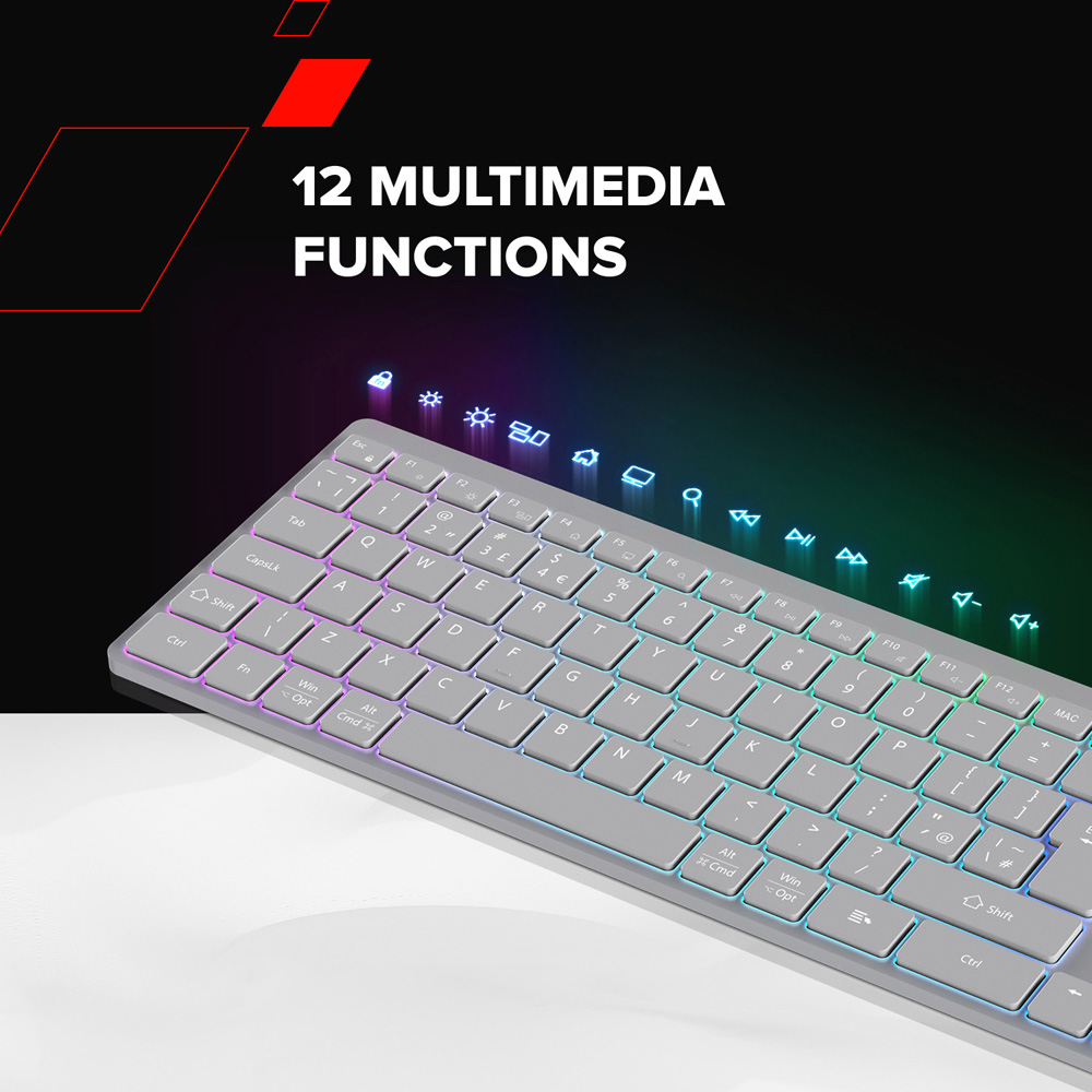 Canyon HKB-W11 White Rechargeable RGB Backlight Dual Mode Wireless Keyboard Image 5