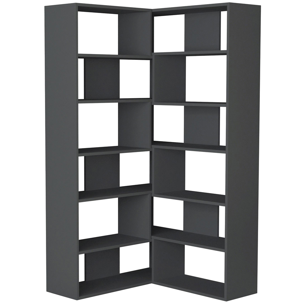 Decortie Molly No.4 12 Shelf Anthracite Grey Tall Corner Bookcase Image 2