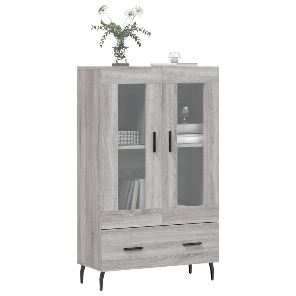 vidaXL 2 Glass Door Single Drawer Grey Sonoma Highboard Image 3