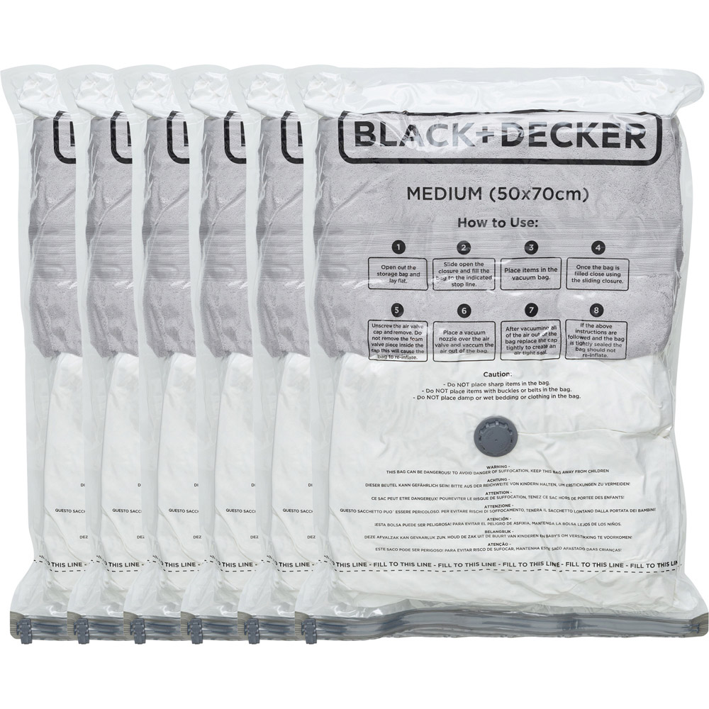 Black + Decker Extra Medium Vacuum Storage Bag 6 Pack Image 1