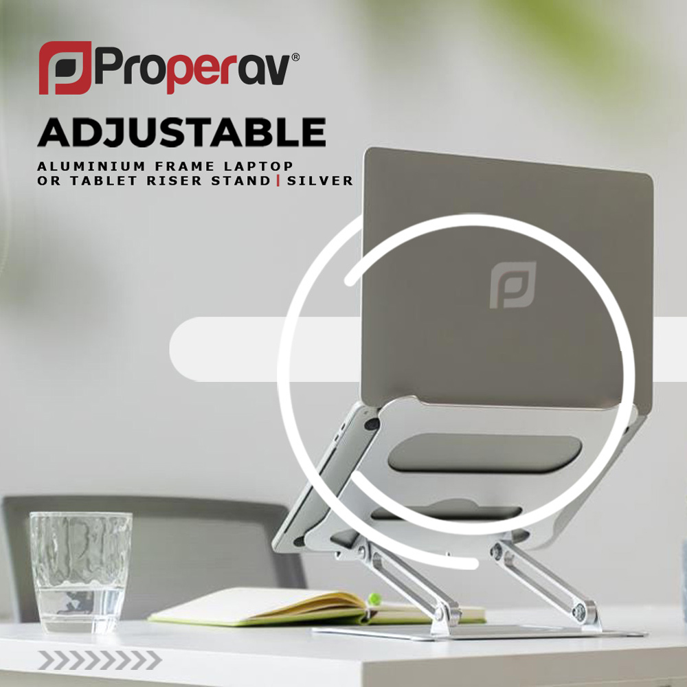 ProperAV Silver Extra High Adjustable Aluminium Laptop Stand Image 5