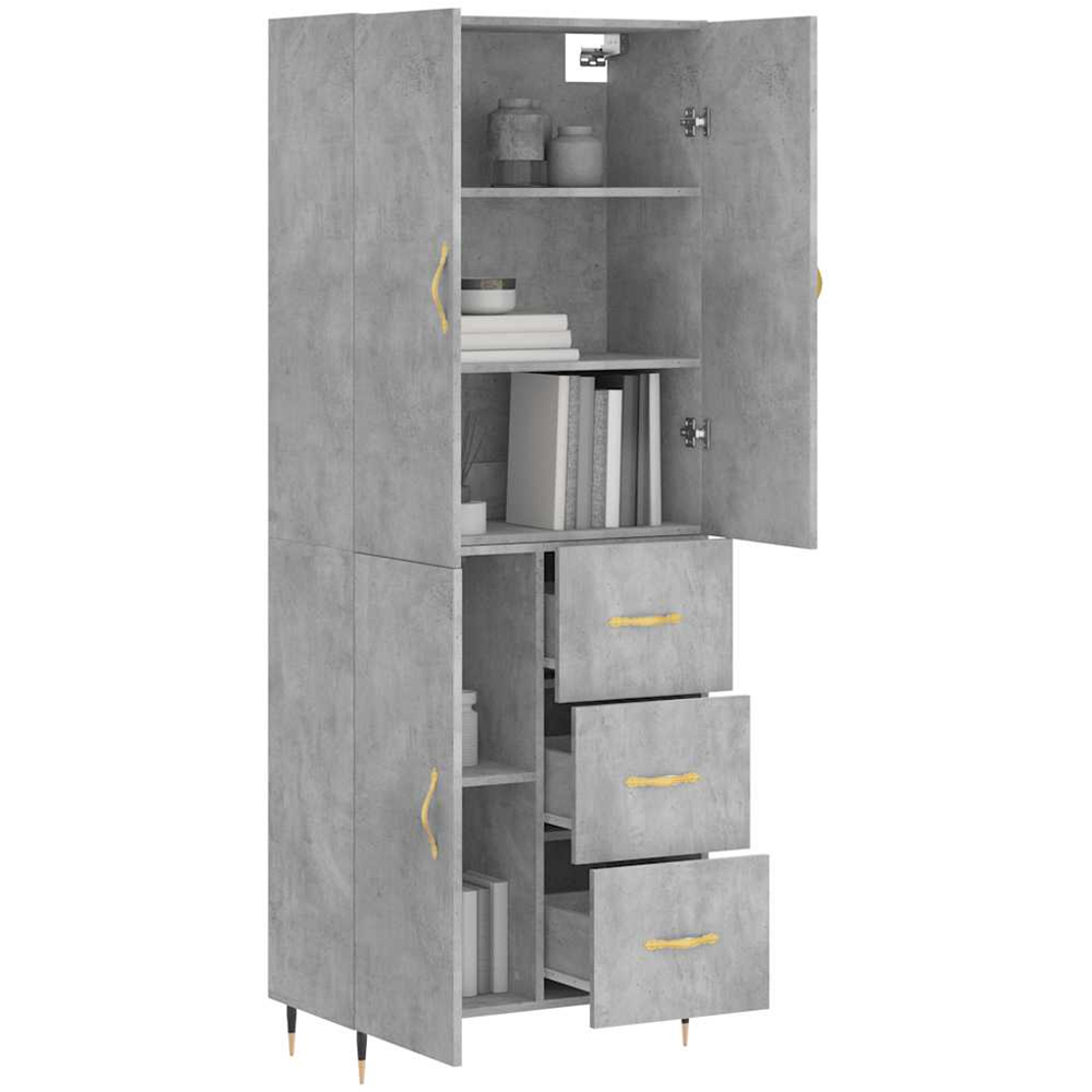 vidaXL 3 Door 3 Drawer Concrete Grey Highboard Image 3