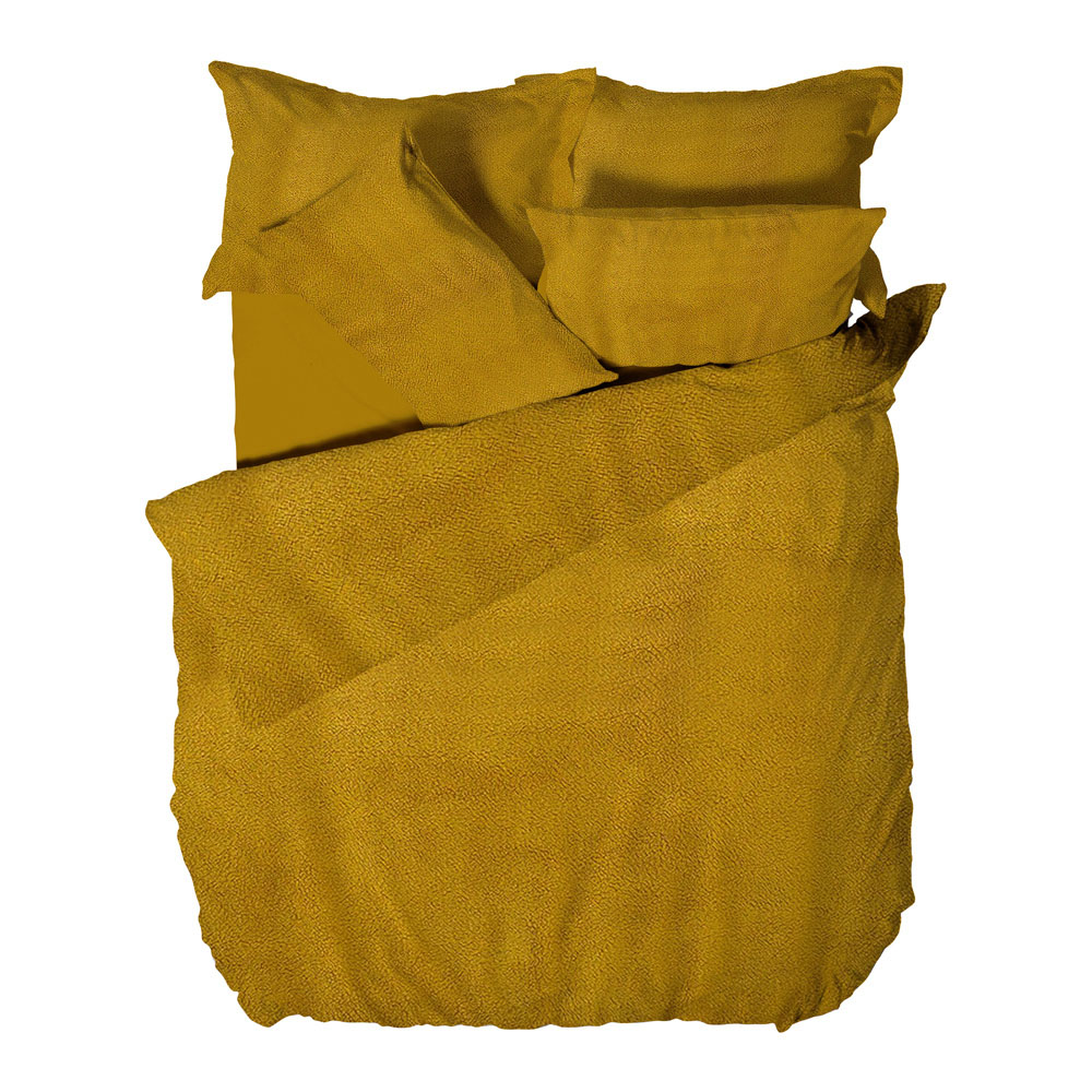 furn. Sherpa Double Ochre Duvet Set Image 3