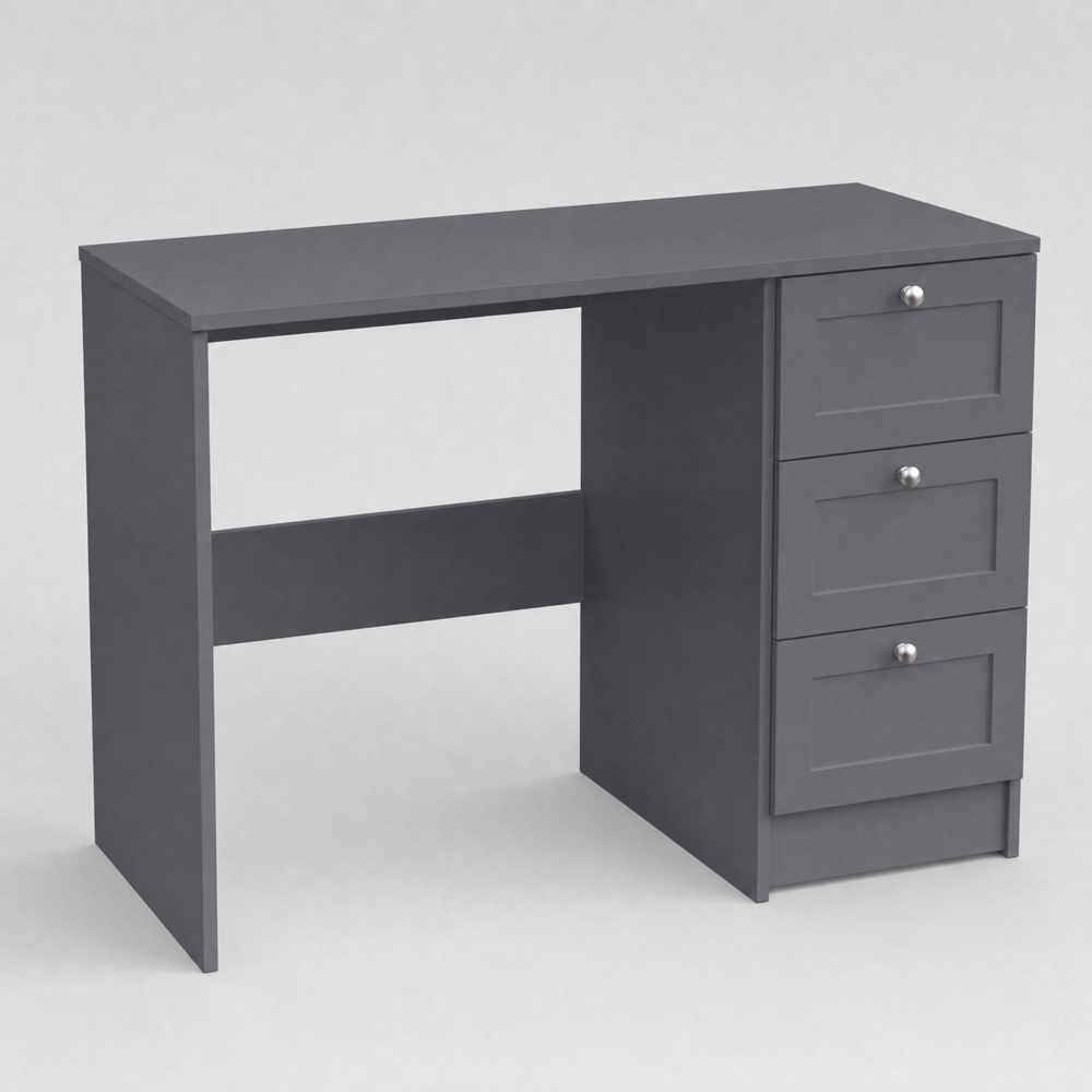 FWStyle Artus 3 Drawer Grey Vanity Dressing Table Image 7