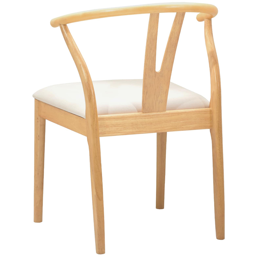 vidaXL Set of 2 Natural Rubberwood Curved Vintage Dining Chairs Image 4