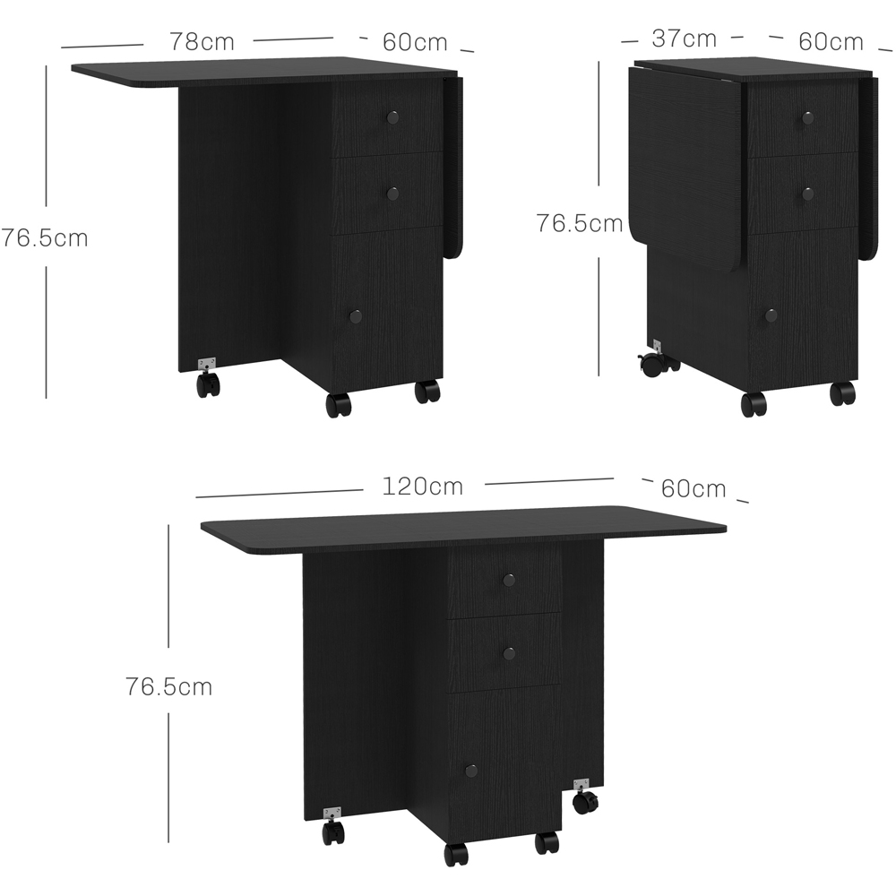 HOMCOM 6 Seater Distressed Black Drop Leaf Dining Table Image 9