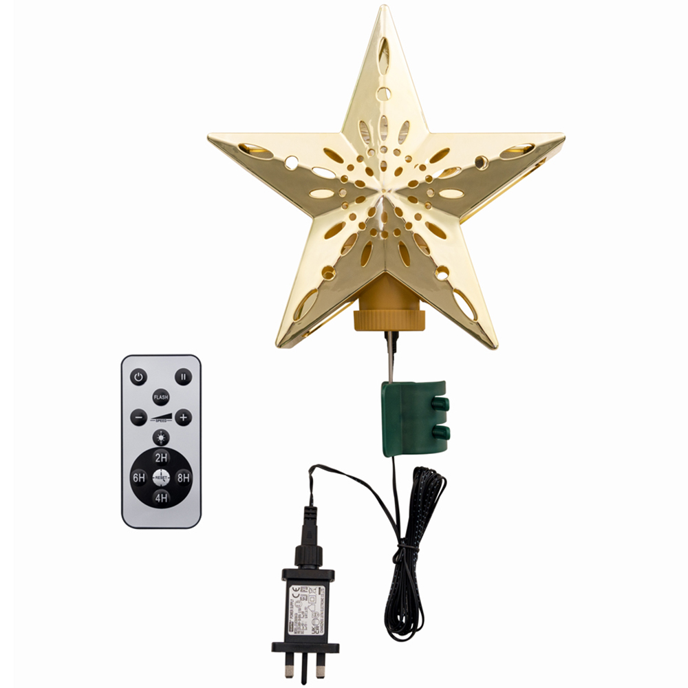 Festive Christmas Gold Cut-Out Snowflake Design Star Tree Topper Image 3