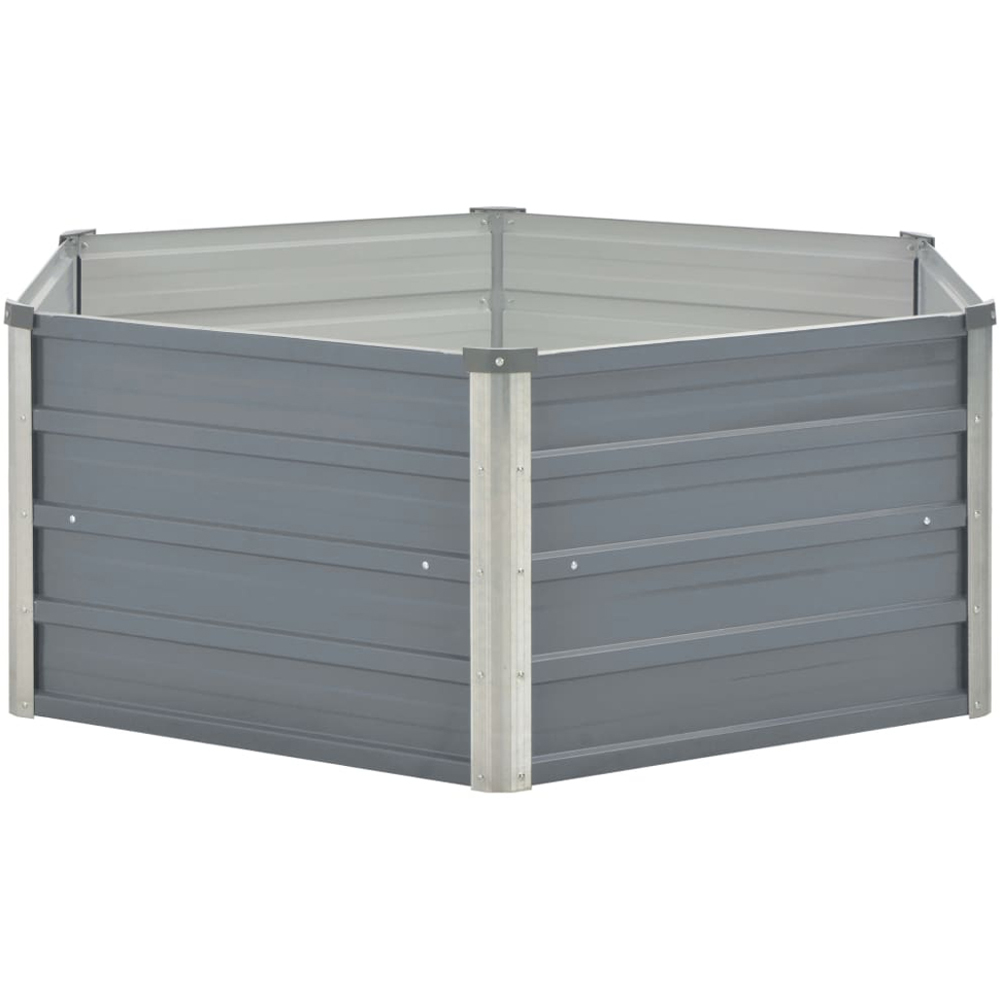 vidaXL Grey Galvanised Steel Raised Garden Bed 45 x 129 x 129cm Image 3