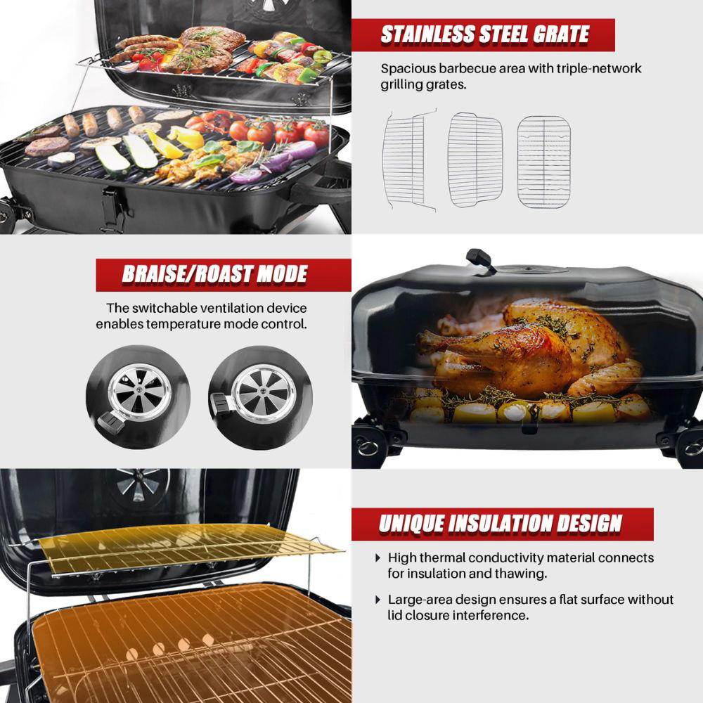 Alivio Black Portable Barbecue Charcoal Grill Image 7