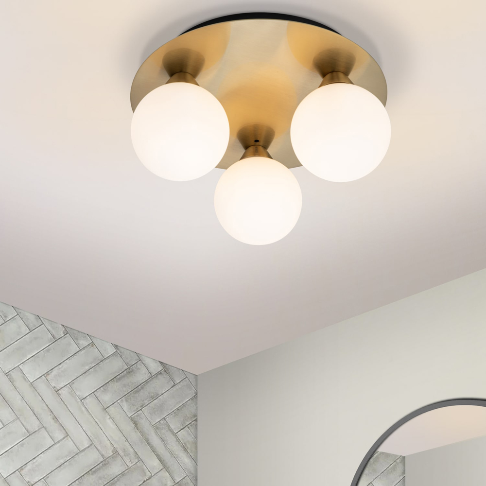 Cosylyte Bowen 3 Light Opal Glass Flush Ceiling Light Image 2
