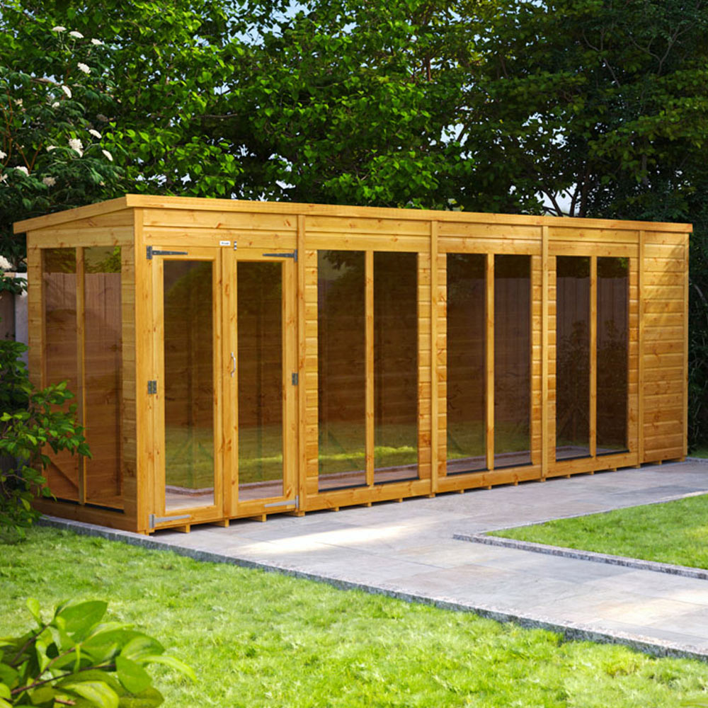 Power Sheds 18 x 4ft Double Door Pent Traditional Summerhouse Image 2