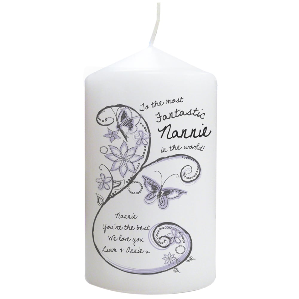 Personalised Memento Personalised Flower Pattern Pillar Candle Image 1