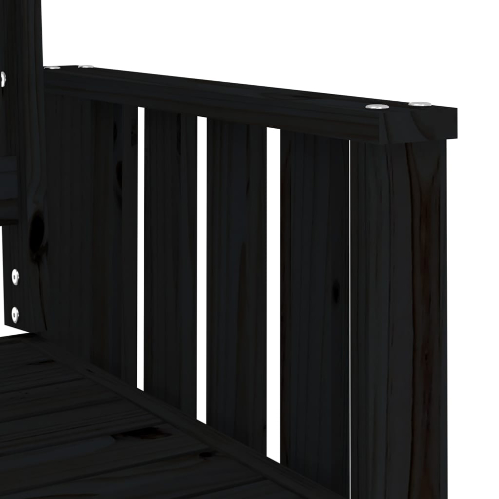vidaXL 2 Seater Black Solid Pine Wood Slatted Garden Companion Seat Image 6