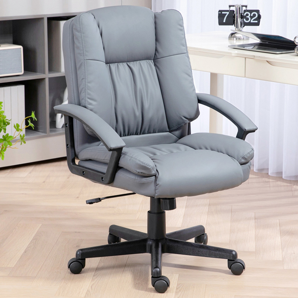 Portland Light Grey Faux Leather Swivel Office Chair Image 1