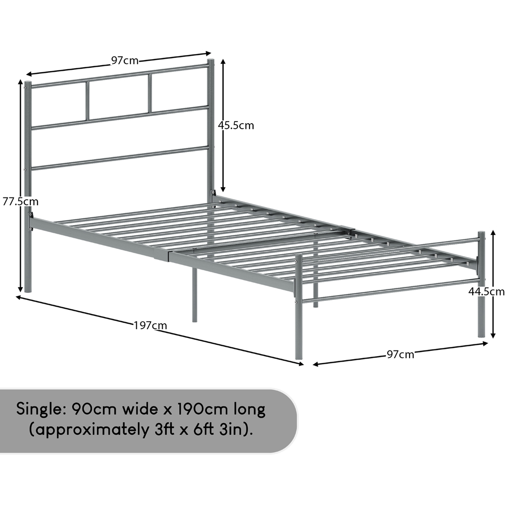 Vida Designs Dorset Single Silver Metal Bed Frame Image 6