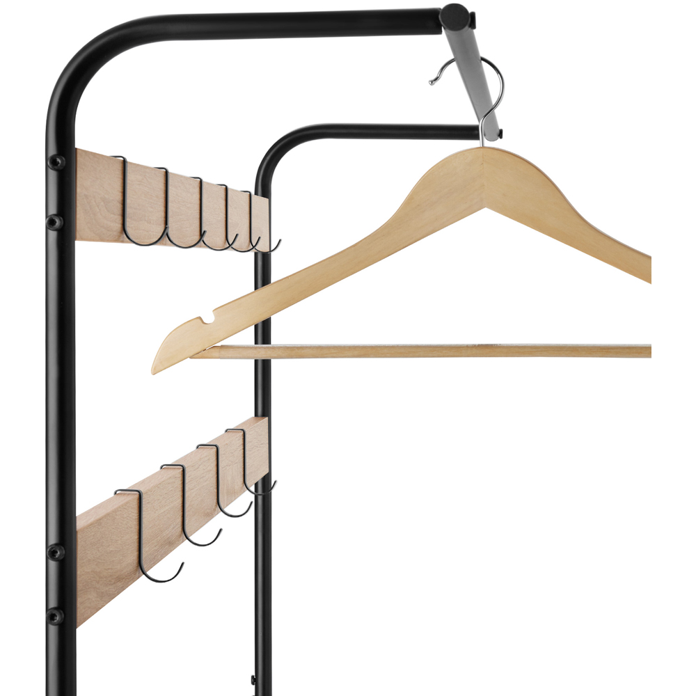 tectake Wichita 2 Shelf 9 Hook Light Wood Coat and Shoe Rack Image 6