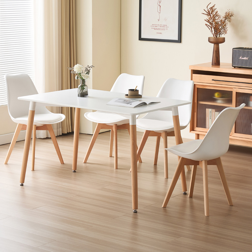 Comfy Living 4 Seater Rectangular Dining Set White Image 1