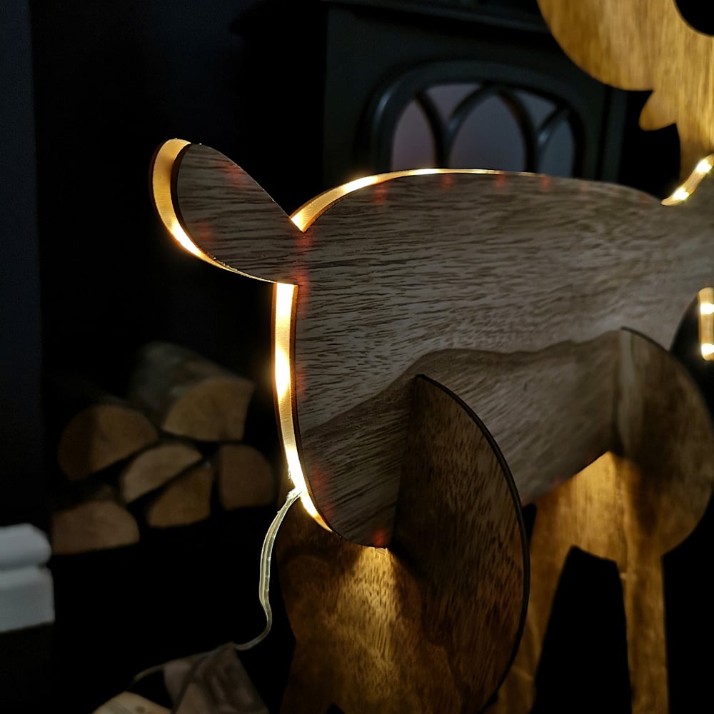 Samuel Alexander 3D Wooden Reindeer LED Christmas Decoration Image 5