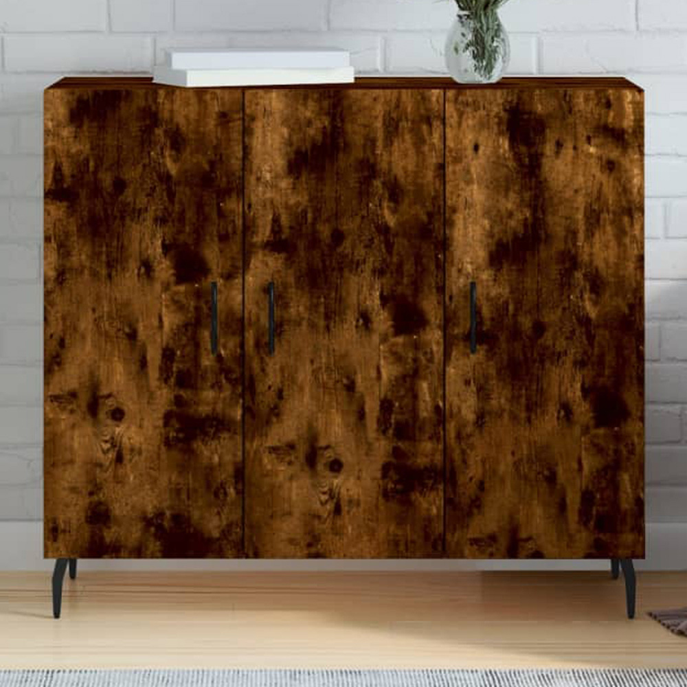 vidaXL 3 Door Smoked Oak Large Sideboard Image 1