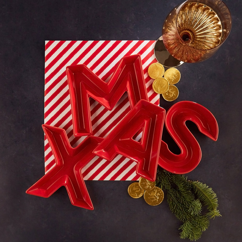Waterside Red Xmas 4 Piece Serving Letters Image 2