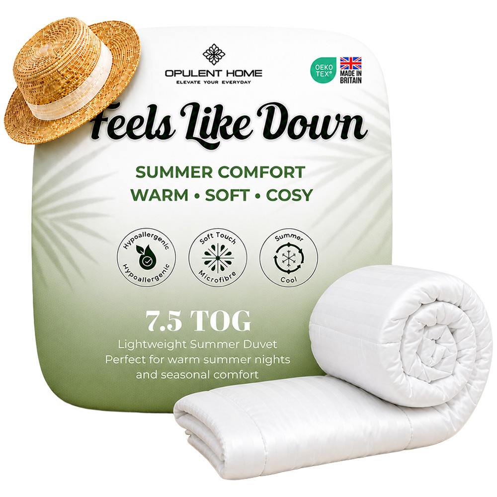 Opulent Home Super King Size White Summer Hollowfibre Duvet 7.5 Tog Image 1