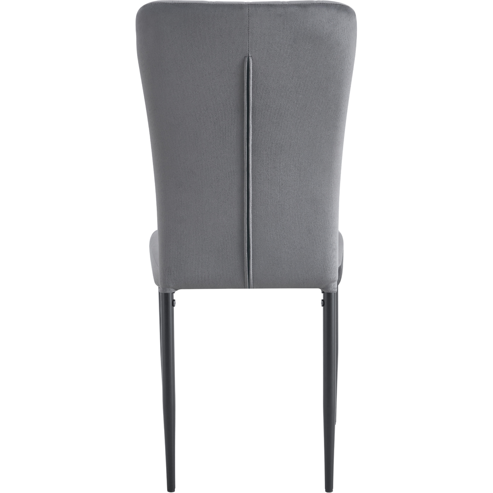 Elle Set of 6 Dark Grey Velvet Effect Plush Padded Upholstered Dining Chair Image 6