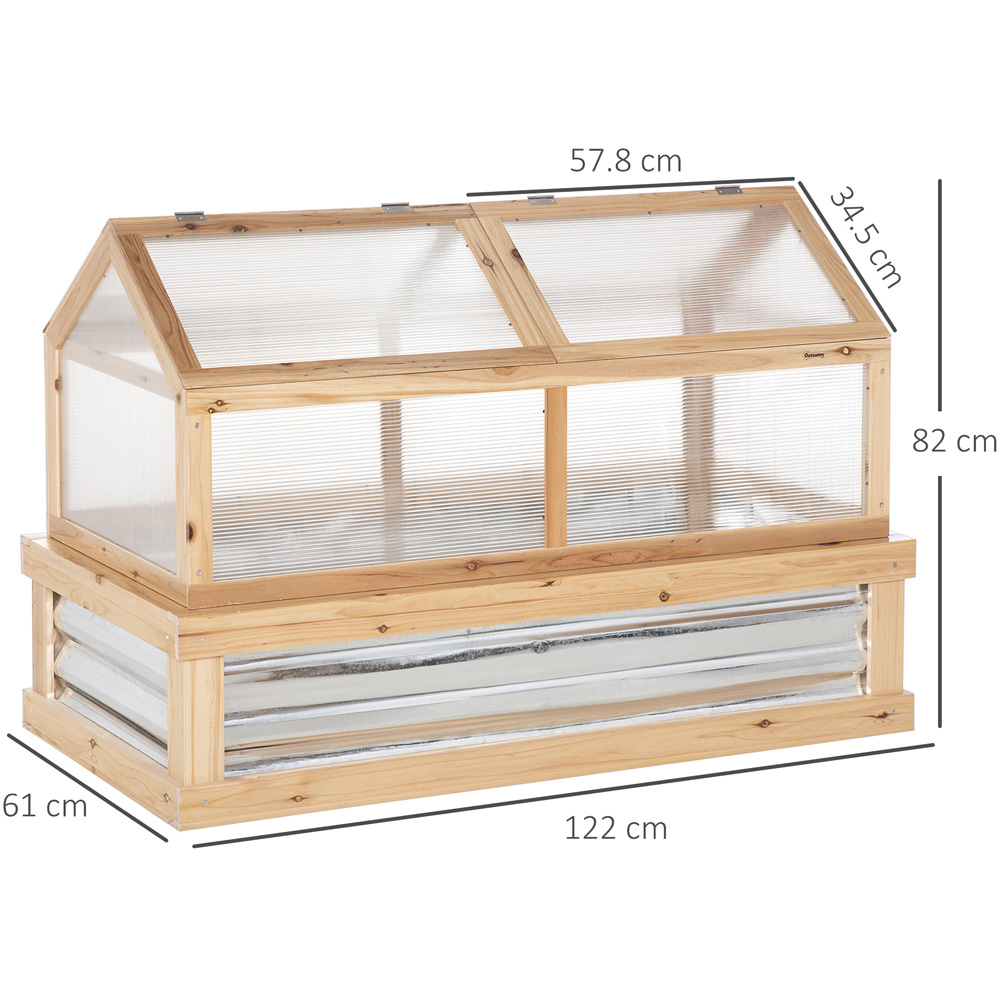 Outsunny 2 Part Natural 4 x 2ft Cold Frame Greenhouse with Raised Garden Bed Image 8