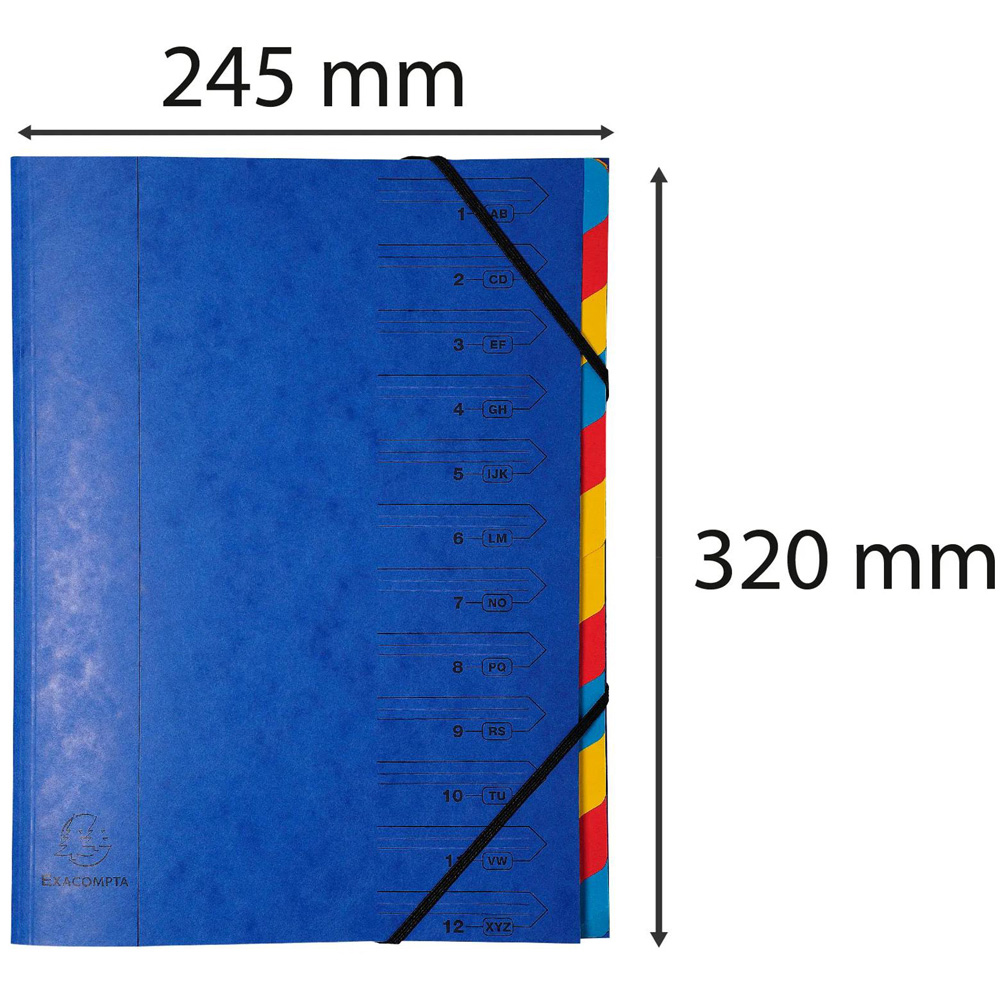 Exacompta Europa A4 12 Section Assorted Colour Multi-Part File 8 Pack Image 9