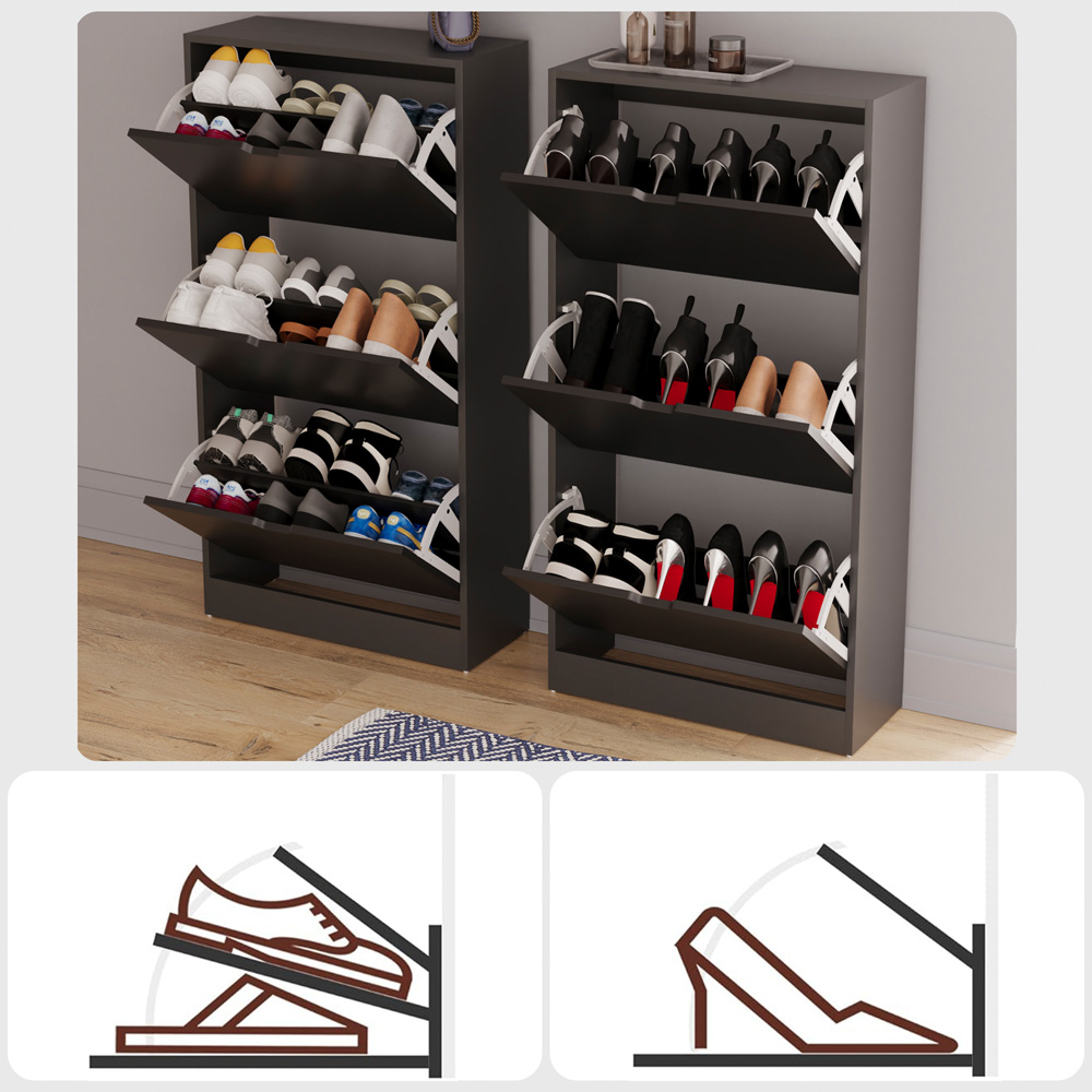 Vida Designs 3 Drawer Black Shoe Cabinet Image 5