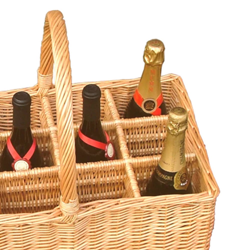 Red Hamper 12 Bottle Wicker Drinks Basket Image 2