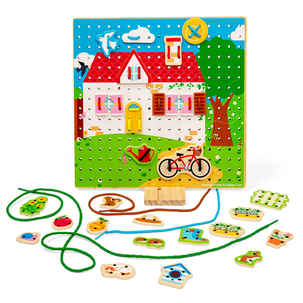 Bigjigs Toys House Lace-A-Shape Game Multicolour Image 1